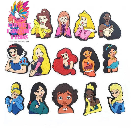 15Pcs Set Princess PVC Sandals Shoe Accessories Charms Decoration Buckle Cute Ornament DIY Wristbands Charms Cheeky Fantail Finds