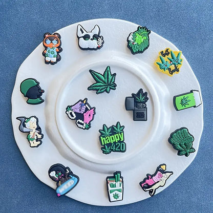 15pcs Green Cartoon Plant Shoe Charms Set, PVC Decorative Accessories for Slides & Sandals - Perfect for Christmas & Birthday Gifts, Shoe Pendant, Party Decor Accessories Cheeky Fantail Finds