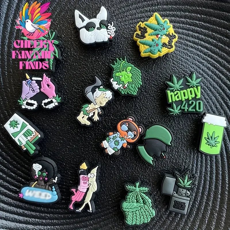 15pcs Green Cartoon Plant Shoe Charms Set, PVC Decorative Accessories for Slides & Sandals - Perfect for Christmas & Birthday Gifts, Shoe Pendant, Party Decor Accessories Cheeky Fantail Finds
