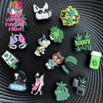 15pcs Green Cartoon Plant Shoe Charms Set, PVC Decorative Accessories for Slides & Sandals - Perfect for Christmas & Birthday Gifts, Shoe Pendant, Party Decor Accessories Cheeky Fantail Finds