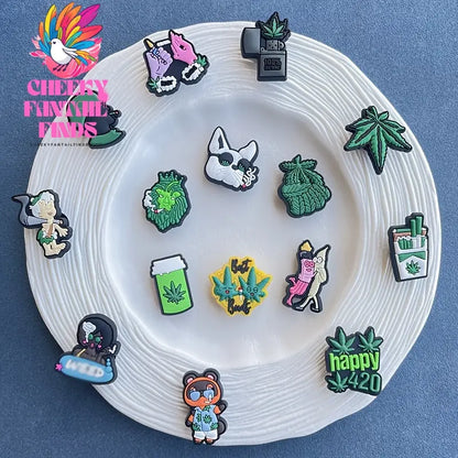 15pcs Green Cartoon Plant Shoe Charms Set, PVC Decorative Accessories for Slides & Sandals - Perfect for Christmas & Birthday Gifts, Shoe Pendant, Party Decor Accessories Cheeky Fantail Finds