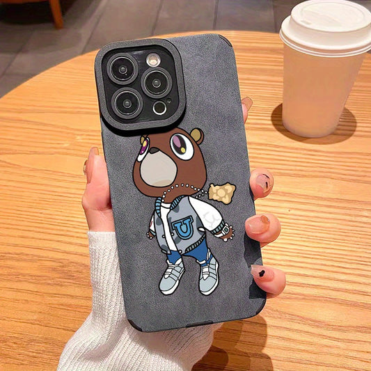 Luxury Leather Brown Bear Pattern Phone Case - Durable & Fashionable Shockproof Protection with Anti-Scratch Slim Design - Perfect Fit for iPhone 11, 12, 13, 14, X, XR, XS, Plus, Pro, & Pro Max Models - All-Inclusive Camera L