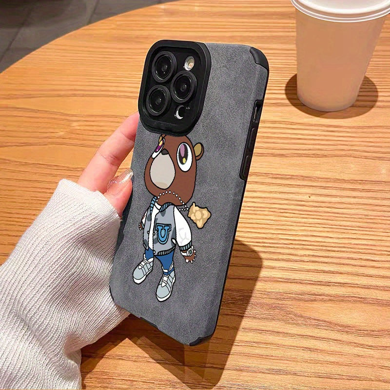 Luxury Leather Brown Bear Pattern Phone Case - Durable & Fashionable Shockproof Protection with Anti-Scratch Slim Design - Perfect Fit for iPhone 11, 12, 13, 14, X, XR, XS, Plus, Pro, & Pro Max Models - All-Inclusive Camera L