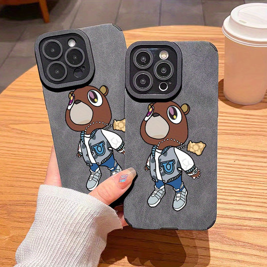 Luxury Leather Brown Bear Pattern Phone Case - Durable & Fashionable Shockproof Protection with Anti-Scratch Slim Design - Perfect Fit for iPhone 11, 12, 13, 14, X, XR, XS, Plus, Pro, & Pro Max Models - All-Inclusive Camera L