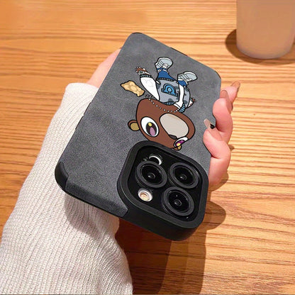 Luxury Leather Brown Bear Pattern Phone Case - Durable & Fashionable Shockproof Protection with Anti-Scratch Slim Design - Perfect Fit for iPhone 11, 12, 13, 14, X, XR, XS, Plus, Pro, & Pro Max Models - All-Inclusive Camera L