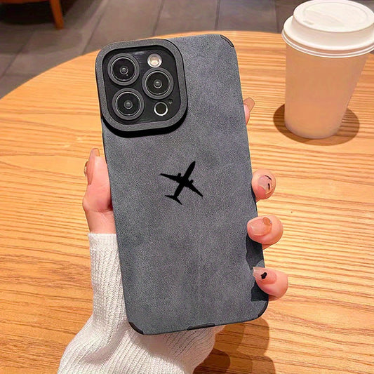 Luxury Shockproof Black Aircraft Pattern Design Shockproof Slim Protective Case Anti-Fall Sleeve Phone Case Camera Lens All Inclusive Phone Soft Case For IPhone15 Pro Max/Ultra 11/ 12/13/14/X/XR/Xs/Plus/Pro/Pro Max Series