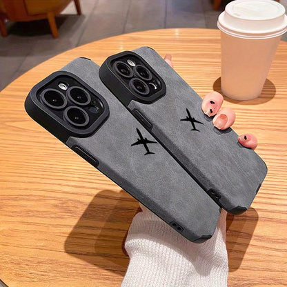 Luxury Shockproof Black Aircraft Pattern Design Shockproof Slim Protective Case Anti-Fall Sleeve Phone Case Camera Lens All Inclusive Phone Soft Case For IPhone15 Pro Max/Ultra 11/ 12/13/14/X/XR/Xs/Plus/Pro/Pro Max Series