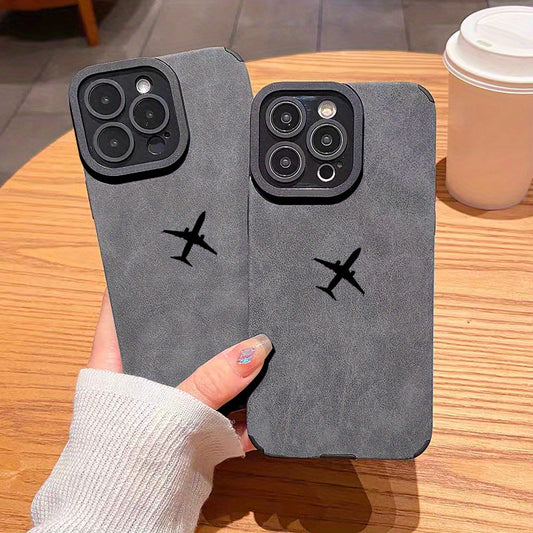Luxury Shockproof Black Aircraft Pattern Design Shockproof Slim Protective Case Anti-Fall Sleeve Phone Case Camera Lens All Inclusive Phone Soft Case For IPhone15 Pro Max/Ultra 11/ 12/13/14/X/XR/Xs/Plus/Pro/Pro Max Series