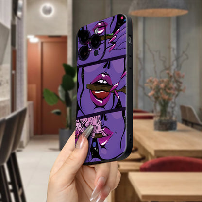 Chic Lips Printed Phone Case - Fashion-Forward Protection for iPhone 15 14 13 12 11 XS XR X 7 8 Plus Pro Max Mini - Unique & Eye-Catching Design