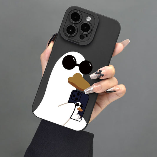 Duck With Sunglasses Pattern Mobile Phone Case Full-Body Protection TPU Soft Rubber Case Colorful: Transparent White Black For Men Women For IPhone 15, 14, 13, 12, 11, XS, XR, X, 7, 8, 6s, Mini, Plus, ProMax, SE