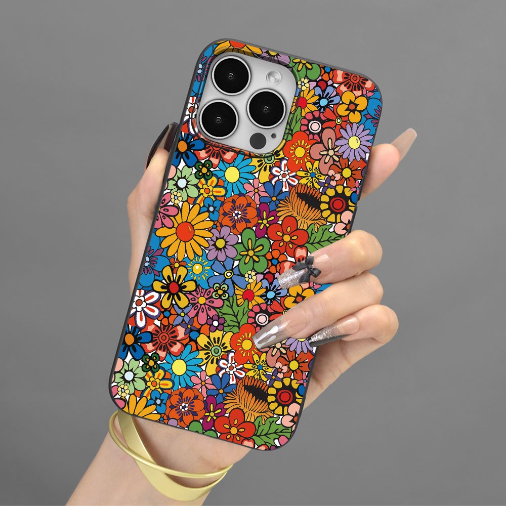 Flowers Pattern Liquid Silicone Mobile Phone Case Full-Body Protection Shockproof Anti-fall TPU Soft Rubber Case Color: Transparent White Black For Men Women For IPhone 15 14 13 12 11 XS XR X 7 8 Mini Plus Pro Max SE 2020/202
