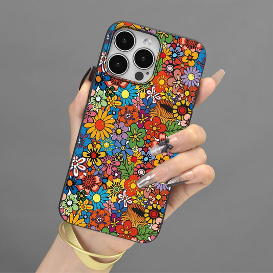 Flowers Pattern Liquid Silicone Mobile Phone Case Full-Body Protection Shockproof Anti-fall TPU Soft Rubber Case Color: Transparent White Black For Men Women For IPhone 15 14 13 12 11 XS XR X 7 8 Mini Plus Pro Max SE 2020/202