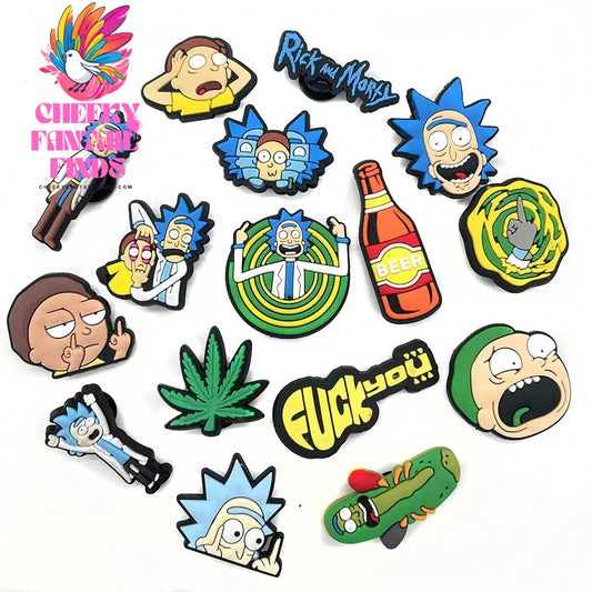 16Pcs/Set Funny Animation Shoe Charms Cartoon Shoes Accessories Decorations Buckle Fit Clog Sandal Wristband Kids Party Gifts - Cheeky Fantail Finds