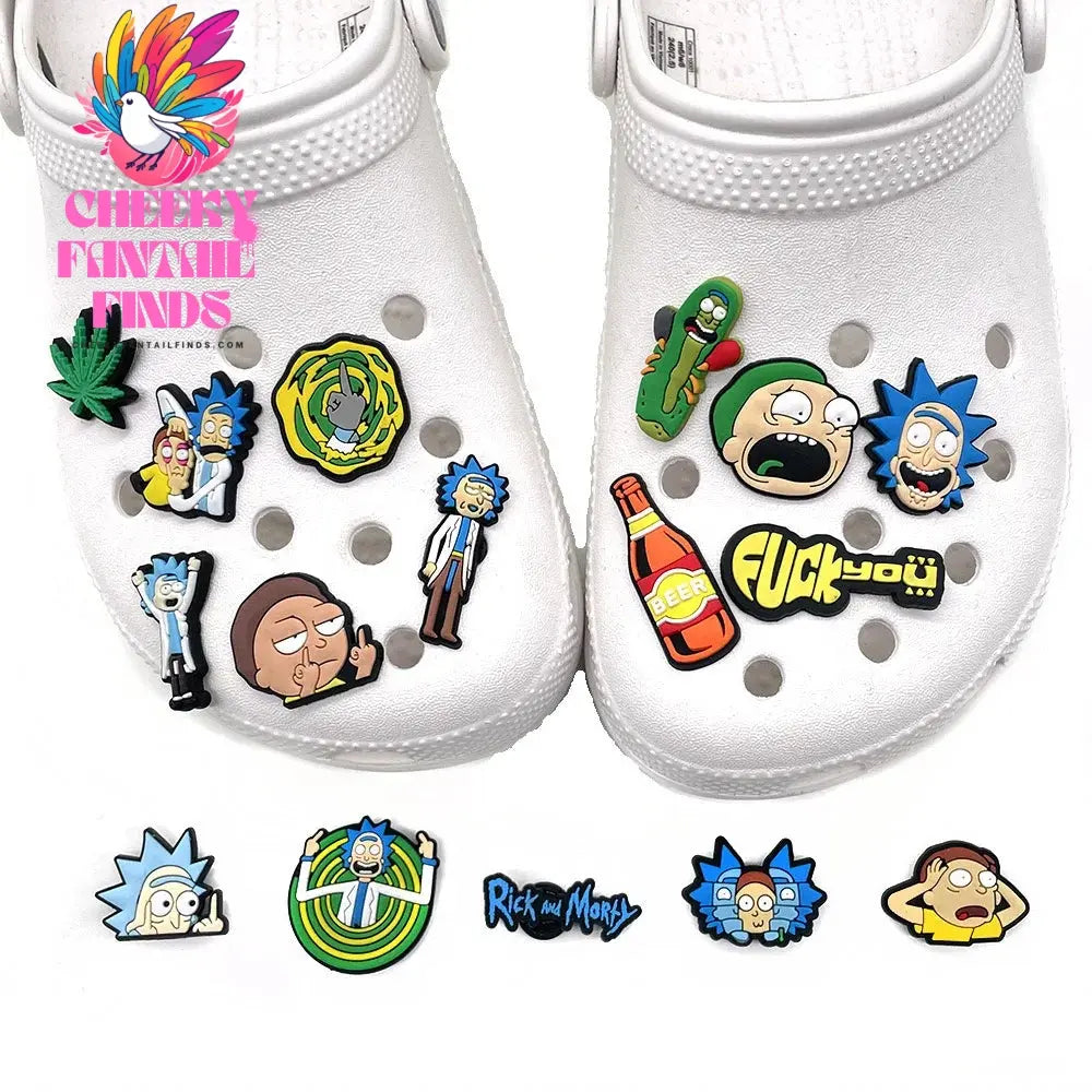 16Pcs/Set Funny Animation Shoe Charms Cartoon Shoes Accessories Decorations Buckle Fit Clog Sandal Wristband Kids Party Gifts - Cheeky Fantail Finds