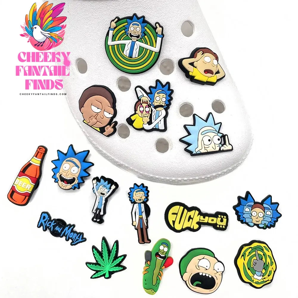 16Pcs/Set Funny Animation Shoe Charms Cartoon Shoes Accessories Decorations Buckle Fit Clog Sandal Wristband Kids Party Gifts - Cheeky Fantail Finds