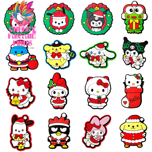 16pcs Christmas Kitty Shoes Charms for Sandals Decoration PVC Shoe Accessories Charms for X-mas Day Gifts Cheeky Fantail Finds
