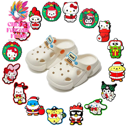16pcs Christmas Kitty Shoes Charms for Sandals Decoration PVC Shoe Accessories Charms for X-mas Day Gifts Cheeky Fantail Finds