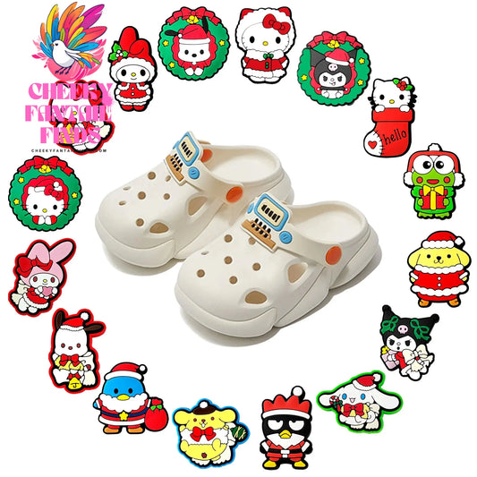 16pcs Christmas Kitty Shoes Charms for Sandals Decoration PVC Shoe Accessories Charms for X-mas Day Gifts Cheeky Fantail Finds