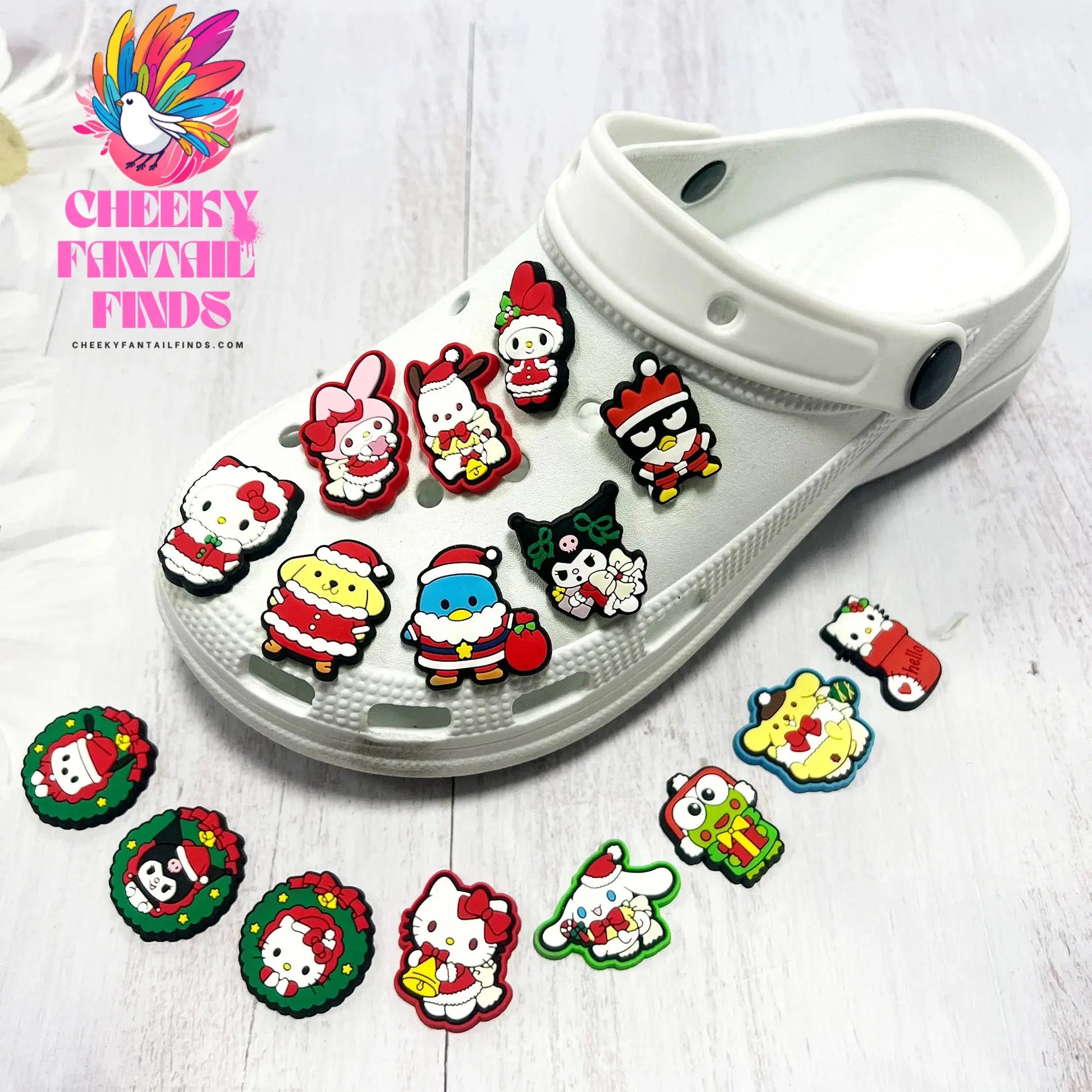 16pcs Christmas Kitty Shoes Charms for Sandals Decoration PVC Shoe Accessories Charms for X-mas Day Gifts Cheeky Fantail Finds
