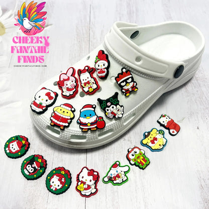 16pcs Christmas Kitty Shoes Charms for Sandals Decoration PVC Shoe Accessories Charms for X-mas Day Gifts Cheeky Fantail Finds