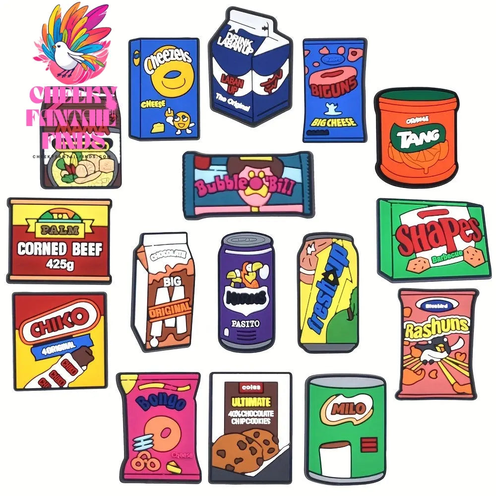 16pcs PVC Imitation Food Shoe Charms, Cute Snack & Beverage Designs, Playful Shoe Accessories Set Cheeky Fantail Finds
