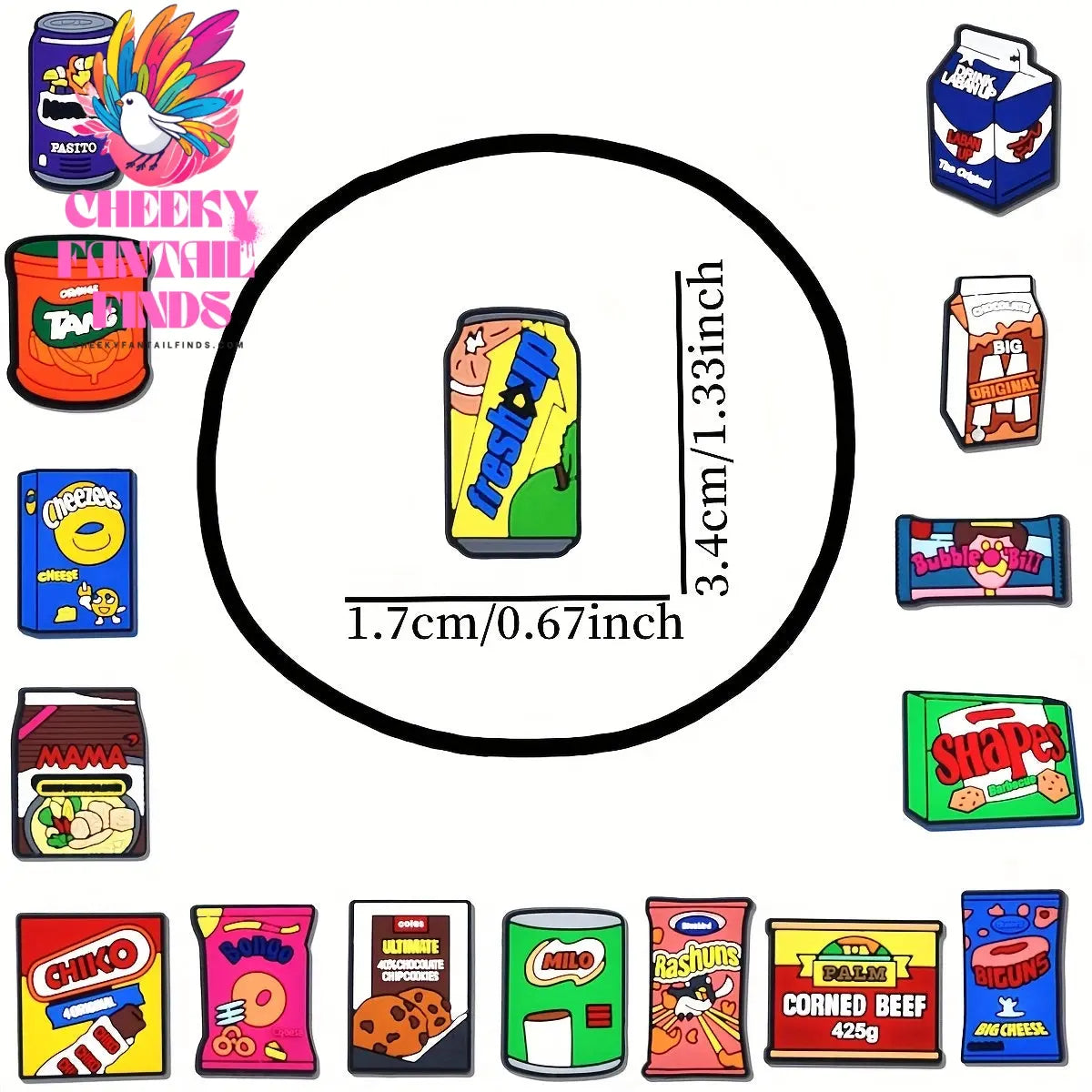 16pcs PVC Imitation Food Shoe Charms, Cute Snack & Beverage Designs, Playful Shoe Accessories Set Cheeky Fantail Finds