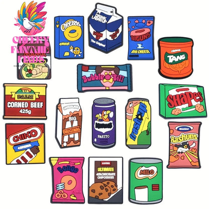 16pcs PVC Imitation Food Shoe Charms, Cute Snack & Beverage Designs, Playful Shoe Accessories Set Cheeky Fantail Finds