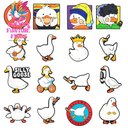 16pcs/set NEW Cute Duck Animals Series for Cartoon Shoe Charms Accessories Fit Shoes/Wristbands Classic Clog Kids Gifts - Cheeky Fantail Finds