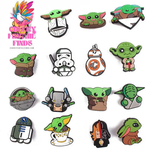 16styles Cute Yoda Shoe Charms Decor Accessory for Clogs Sandals Decorations Charms Decor PVC Accessories Cartoon Kids Gifts Cheeky Fantail Finds
