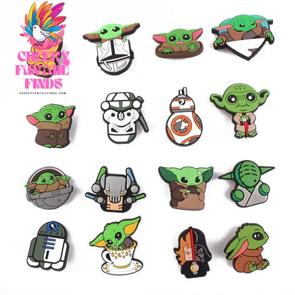 16styles Cute Yoda Shoe Charms Decor Accessory for Clogs Sandals Decorations Charms Decor PVC Accessories Cartoon Kids Gifts Cheeky Fantail Finds