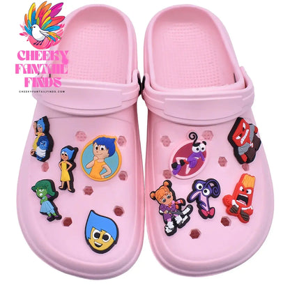 17Pcs Inside Out Charms Slippers Movie peripherals Decor pretty Accessories Shoes Flower Figure Sandals Ornament Shoe Buckle Cheeky Fantail Finds