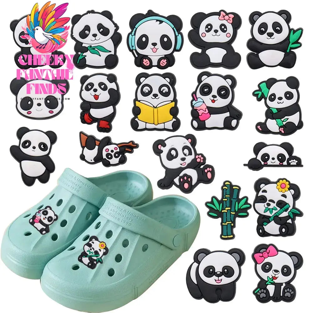 18Pcs Animal Cartoon Panda PVC Sandals Shoes Charms Accessories Clogs Boys Girls Garden Shoe Buckle Decoration Fit Birthday Gift - Cheeky Fantail Finds