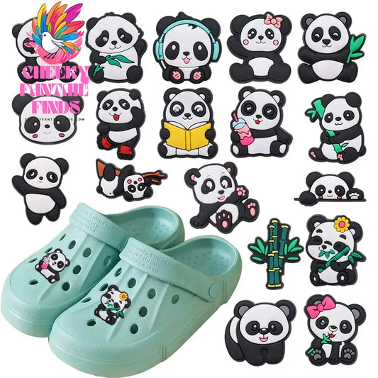 18Pcs Animal Cartoon Panda PVC Sandals Shoes Charms Accessories Clogs Boys Girls Garden Shoe Buckle Decoration Fit Birthday Gift - Cheeky Fantail Finds