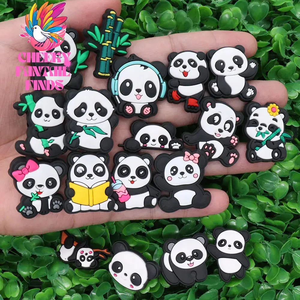 18Pcs Animal Cartoon Panda PVC Sandals Shoes Charms Accessories Clogs Boys Girls Garden Shoe Buckle Decoration Fit Birthday Gift - Cheeky Fantail Finds
