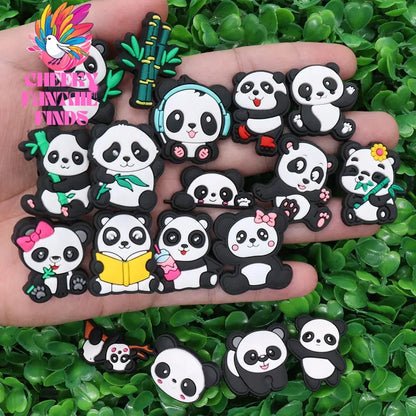 18Pcs Animal Cartoon Panda PVC Sandals Shoes Charms Accessories Clogs Boys Girls Garden Shoe Buckle Decoration Fit Birthday Gift - Cheeky Fantail Finds