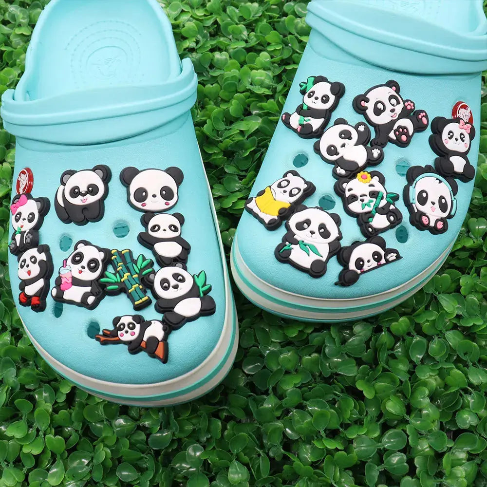 18Pcs Animal Cartoon Panda PVC Sandals Shoes Charms Accessories Clogs Boys Girls Garden Shoe Buckle Decoration Fit Birthday Gift - Cheeky Fantail Finds