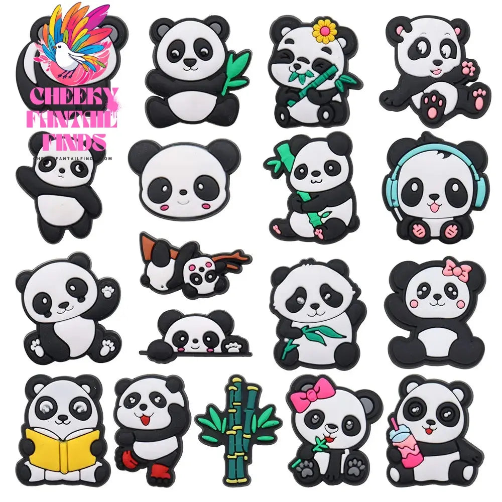 18Pcs Animal Cartoon Panda PVC Sandals Shoes Charms Accessories Clogs Boys Girls Garden Shoe Buckle Decoration Fit Birthday Gift - Cheeky Fantail Finds