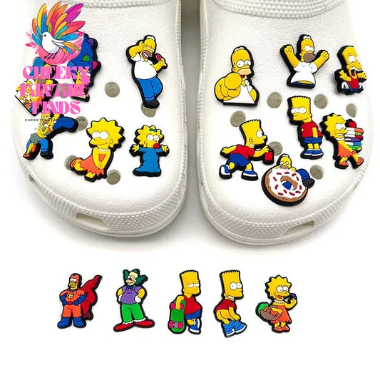 18Pcs/set Simpson Decoration Anime Shoe Charms Cute Sandals Shoes Accessories Kawaii PVC Badges DIY for Kids Christmas Gift Cheeky Fantail Finds