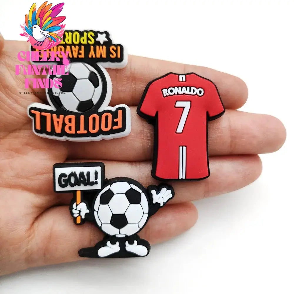 18pcs Cartoon Football Shoe Charms Design Shoe Decoration Fits For PVC Shoe Accessories Kids Boys Party Gifts Cheeky Fantail Finds