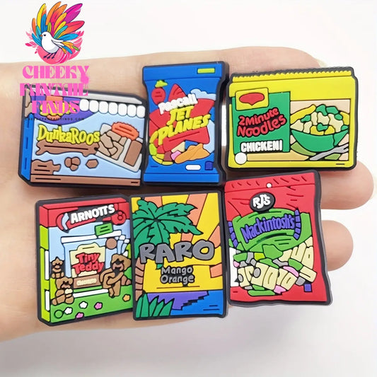18pcs Fun Cartoon Food Shoe Charms Set - Durable PVC, Easy Install for Shoe & Sandals - Perfect for Party Favors & Christmas Gifts Cheeky Fantail Finds