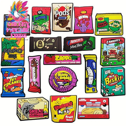 18pcs Fun Cartoon Food Shoe Charms Set - Durable PVC, Easy Install for Shoe & Sandals - Perfect for Party Favors & Christmas Gifts Cheeky Fantail Finds