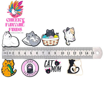 1PCS Cute Cats Shoe Charms Black Cat Shoe Accessories for Clogs Women's Snadal Decoration Men Kids Slippers Buckle Pins Pendants - Cheeky Fantail Finds