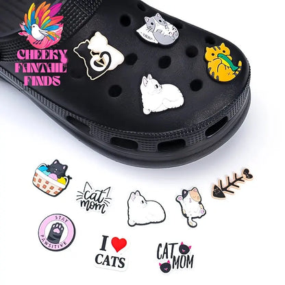 1PCS Cute Cats Shoe Charms Black Cat Shoe Accessories for Clogs Women's Snadal Decoration Men Kids Slippers Buckle Pins Pendants - Cheeky Fantail Finds