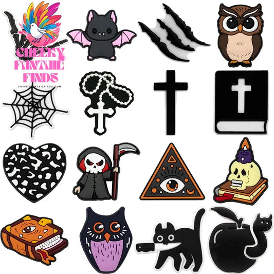 1PCS Funny Style Shoe Charms Owl Cat Death God Shoe Clog Accessories for Women Men Horrible Shoe Decoration for Sneaker Sandals - Cheeky Fantail Finds