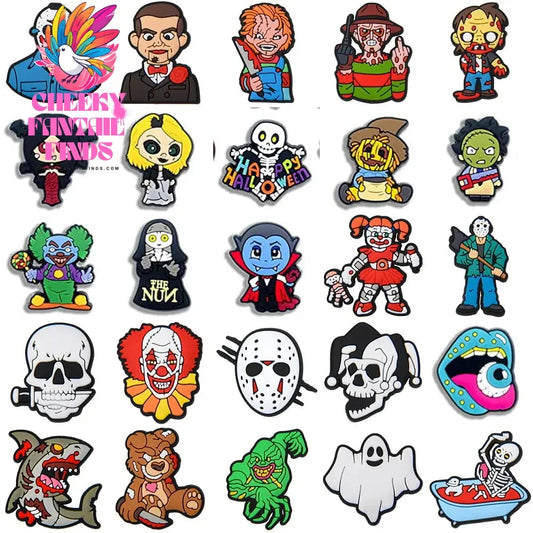 1PCS Horror Movie Shoe Charms PVC Horror Character Shoe Decorations for Clogs Accessories Aldult Halloween Party Gifts Cheeky Fantail Finds