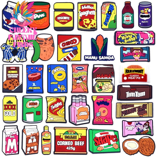 1PCS Lovely Snake Series Shoe Charm Australian Food Cartoon Drink Hole Slipper Accessories Kid Gifts Milk Chips Button Decor Cheeky Fantail Finds