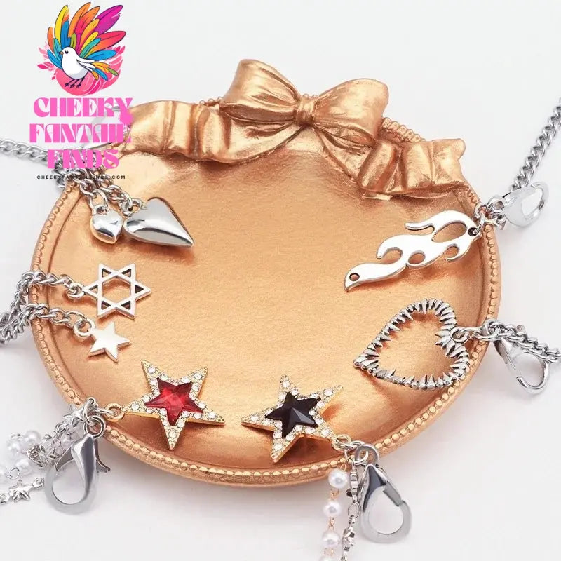 1PCS Luxurious Diamond DIY Heart Star Pearl Shoe Chain Punk Original Detachable Studded Pentagram Shoe Accessories Jewelry Penda Cheeky Fantail Finds