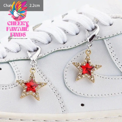 1PCS Luxurious Diamond DIY Heart Star Pearl Shoe Chain Punk Original Detachable Studded Pentagram Shoe Accessories Jewelry Penda Cheeky Fantail Finds