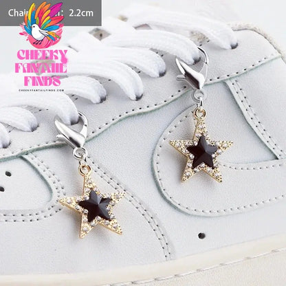 1PCS Luxurious Diamond DIY Heart Star Pearl Shoe Chain Punk Original Detachable Studded Pentagram Shoe Accessories Jewelry Penda Cheeky Fantail Finds