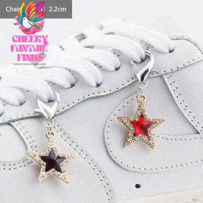 1PCS Luxurious Diamond DIY Heart Star Pearl Shoe Chain Punk Original Detachable Studded Pentagram Shoe Accessories Jewelry Penda Cheeky Fantail Finds
